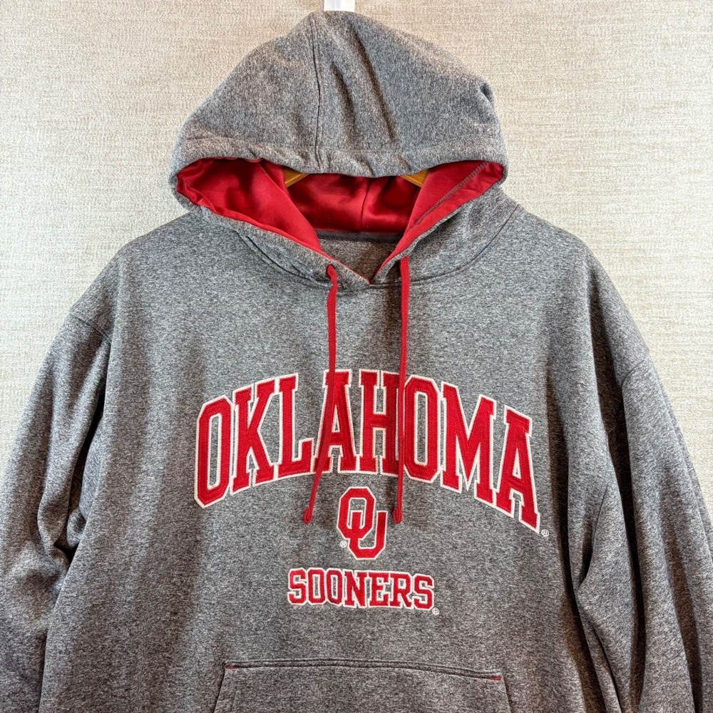 Oklahoma Sooners OU Gray Pullover Hoodie Adult Size Medium Collegiate SEC